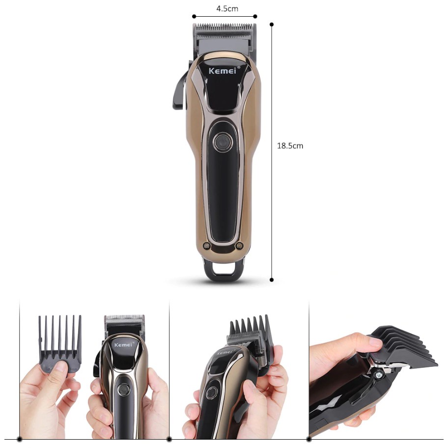 Tông đơ cắt tóc không dây chuyên nghiệp Kemei KM-1990 chế độ Turbo siêu mạnh ,Hàng Chính Hãng