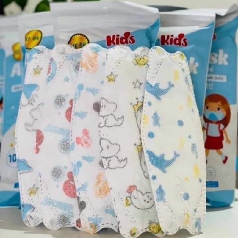 Thùng 300 cái Khẩu trang em bé Kf94 form dáng 4d dành riêng cho bé 2-12 tuổi Hàn Quốc kháng khuẩn