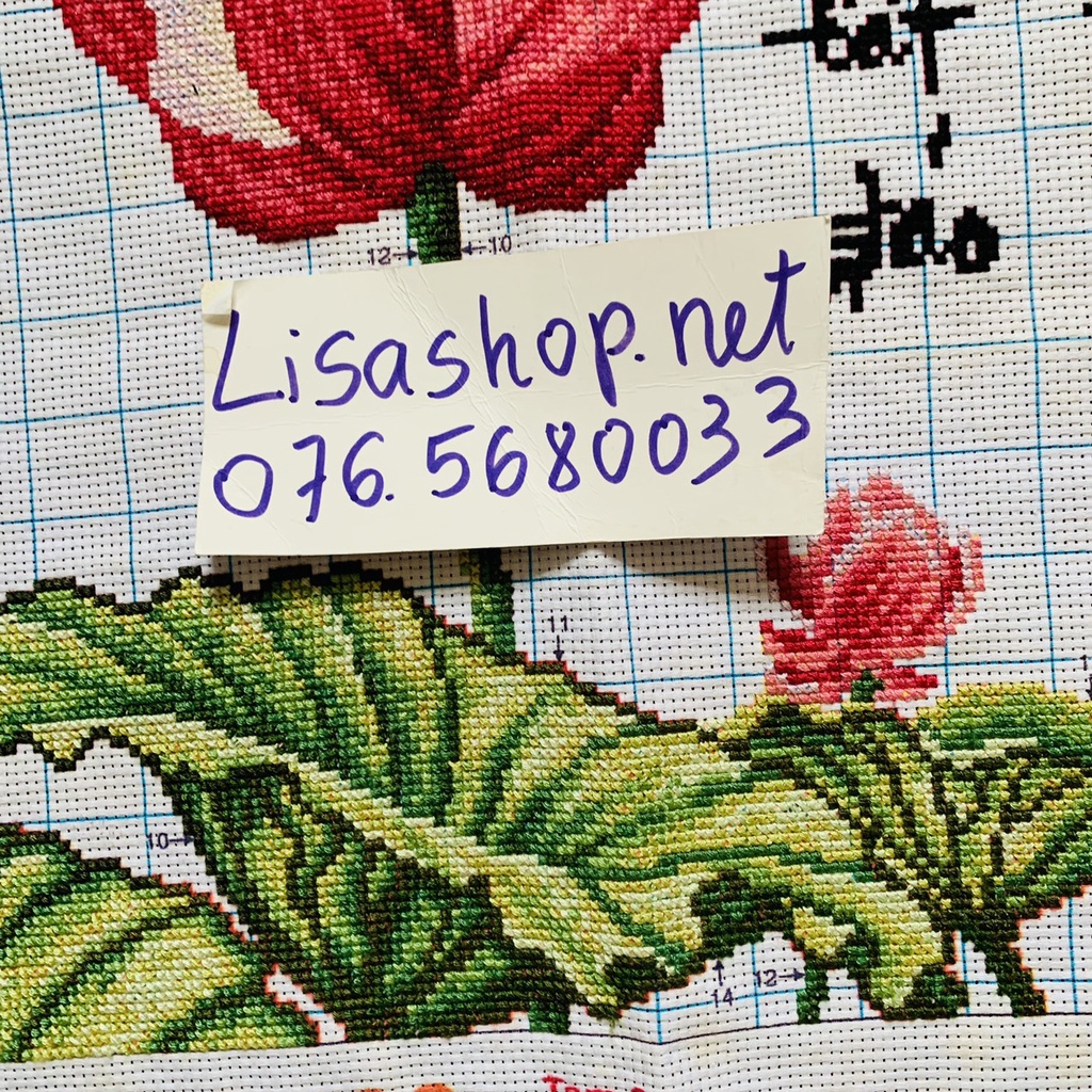 Tranh thêu chữ thập TÂM đã thành phẩm 63x42cm đã thêu rùi