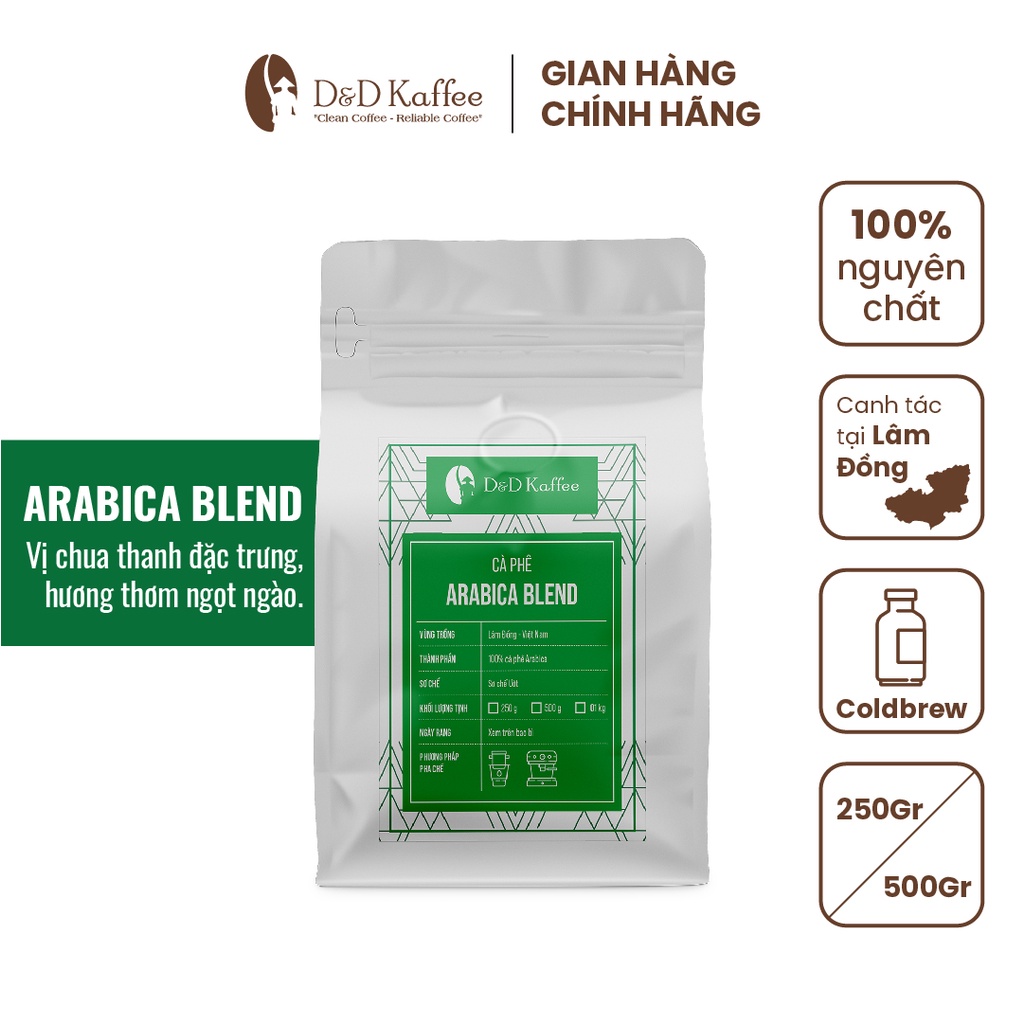 Cà phê Arabica Nguyên Chất Rang Mộc- ARABICA BLEND D&D Kaffee [Tặng 3 Gói CF túi lọc khi mua 2 gói 500gr] | BigBuy360 - bigbuy360.vn
