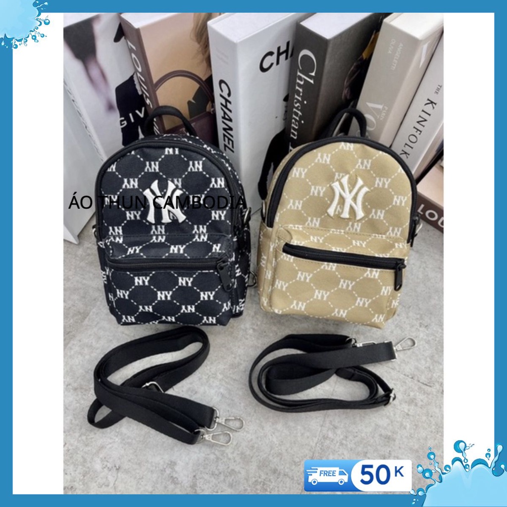 Balo mini nhỏ B220 MLB NY MONOGRAM MINI BACKPACK BLACK