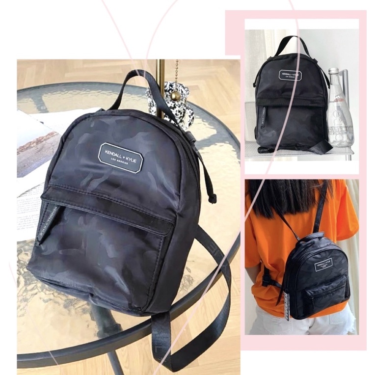 TNS-Balo mini siêu nhẹ hottrend Kendal&Kylie Backpack-chất vải dù xịn sò-màu đen vân camel siêu cá tính