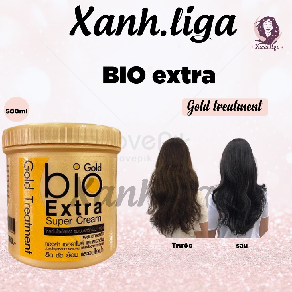 Dầu xả siêu mềm mượt phục hồi tóc hư tổn Biotin Gold - Ủ tóc BIO Gold Treatment Thái Lan 500ml Xanh.liga