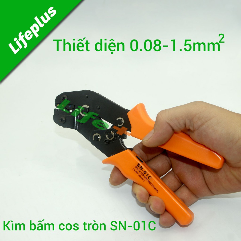 Kìm bấm đầu dây điện,  bấm đầu  cos tròn  đa năng phủ nhựa