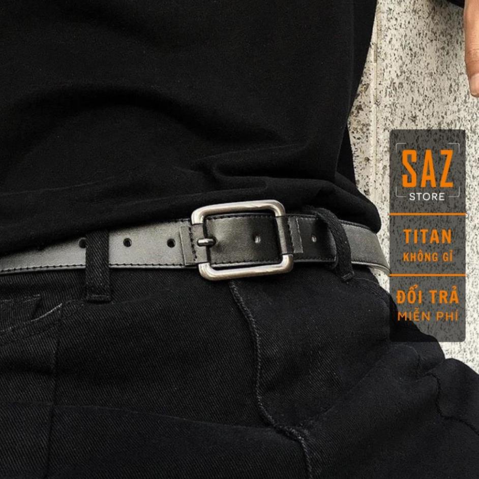 Thắt Lưng Nam Nữ Unisex SAZ Dây Nịt Lưng Da Bò Màu Đen Đẹp Bản Nhỏ Phong Cách Hàn Quốc - DG Đẹp '