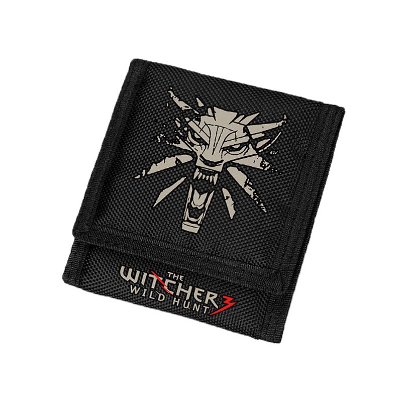 Ví tiền vải oxford màu đen in chữ The Witcher 3 Wild Hunt thời trang cho nam