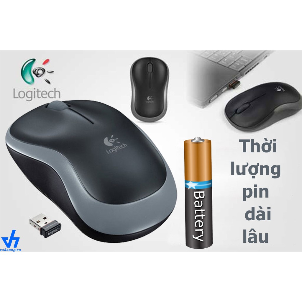 Chuột Không Dây Logitech B175 Optical Wireless Black - Thiết Kế Nhỏ Gọn - Hàng Chính Hãng Bảo Hành 1 Năm