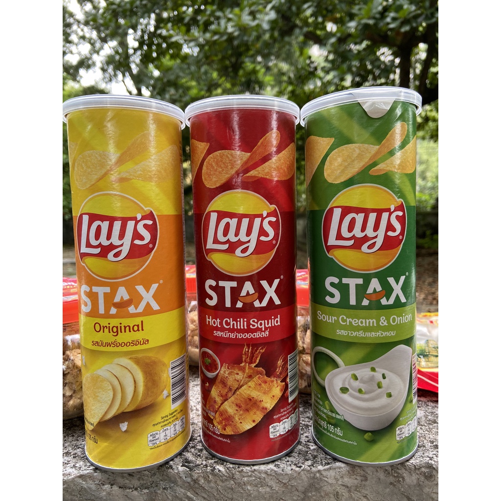 SNACK LAY'S STAX KHOAI TÂY MIẾNG VỊ KEM CHUA VÀ HÀNH TÂY 105G