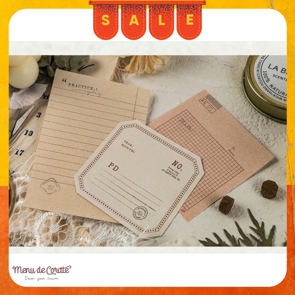 Bộ giấy note decor phong cách vintage TẶNG SET STICKER CHỮ SỐ ghi chú theo cách của bạn