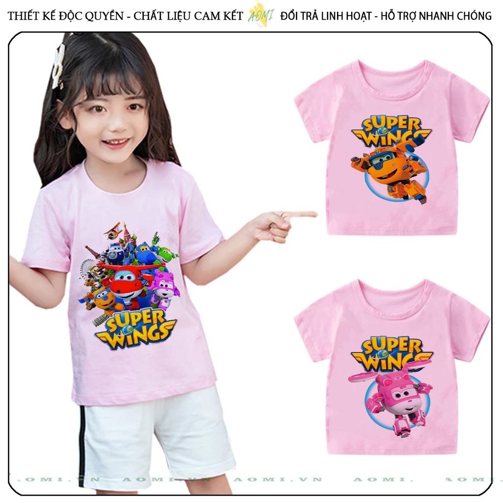 ÁO THUN đội bay supper wing UNISEX PHÔNG HỒNG TAY NGẮN NAM NỮ GIA ĐÌNH CẶP ĐÔI SIZE TRẺ EM BÉ TRAI GÁI AOMIVN