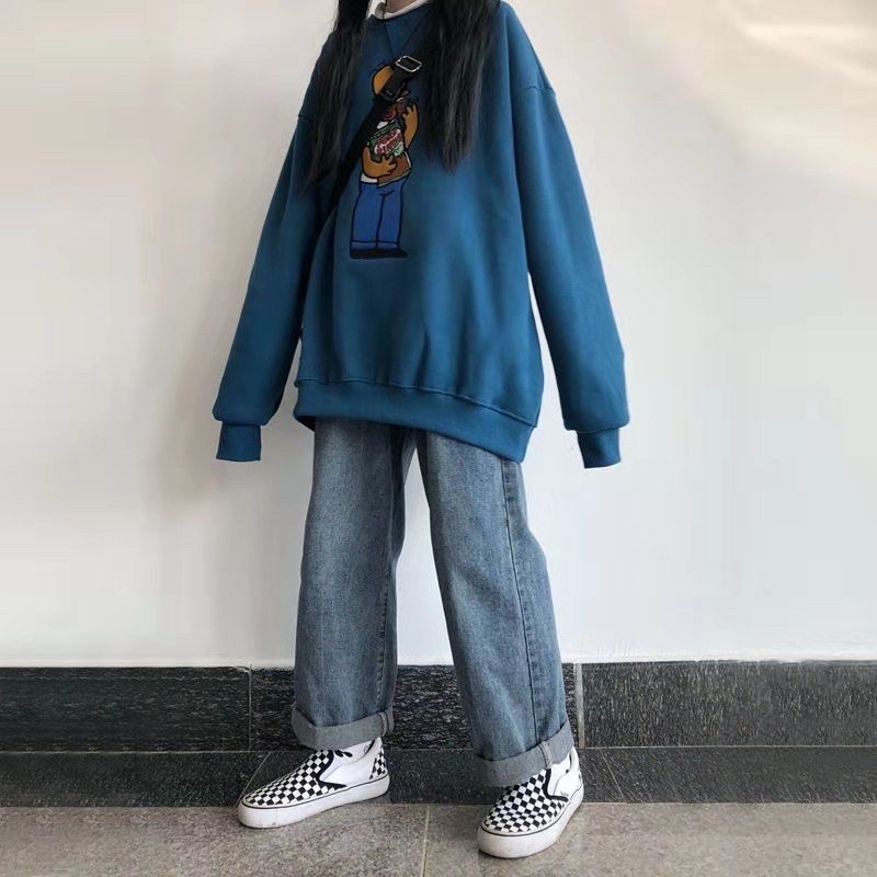 Áo sweater nỉ bông vừa hình thêuu 🐻