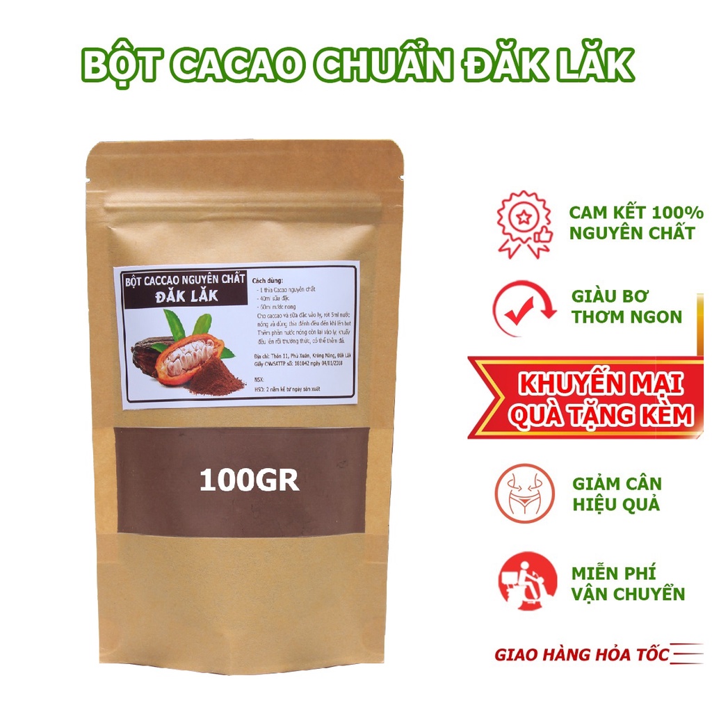 Bột Cacao Nguyên Chất Loại 1 Hộp 500gr, Bột Ca Cao Hàng Chuẩn Daklak Cực Thơm Ngon Bổ Dưỡng BCC01 - Bibemart