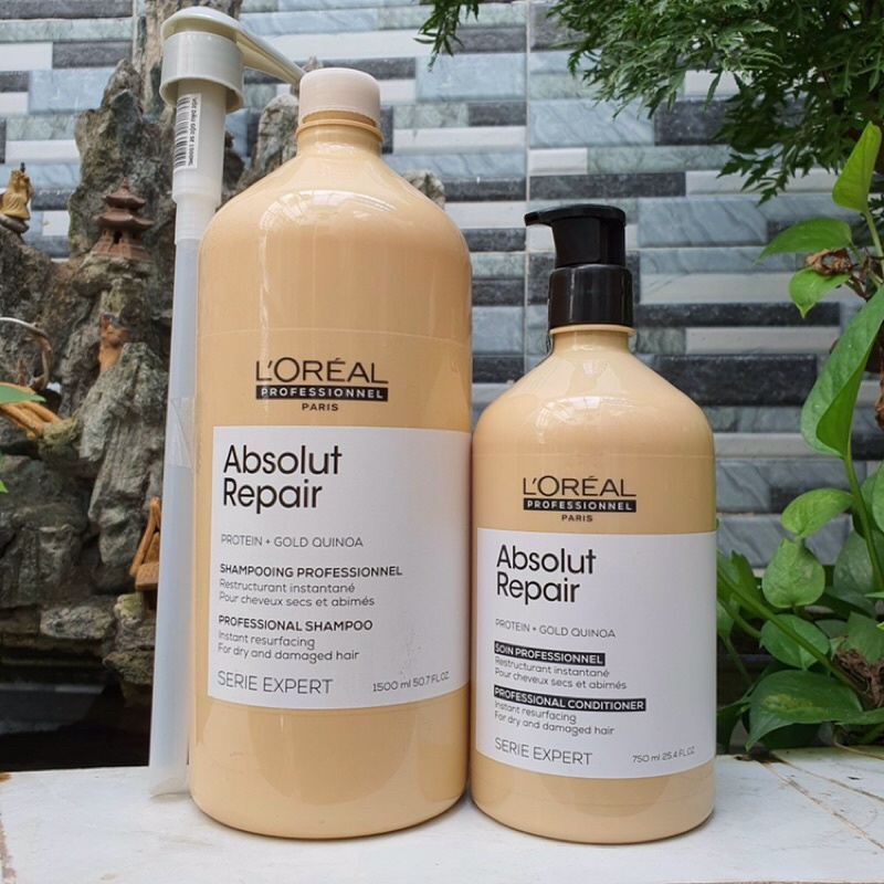 #l'oreal_pháp Cặp dầu gội xả Loreal Professionnel Paris Absolut Repair dành cho tóc hư tổn (1500ml+1000ml)