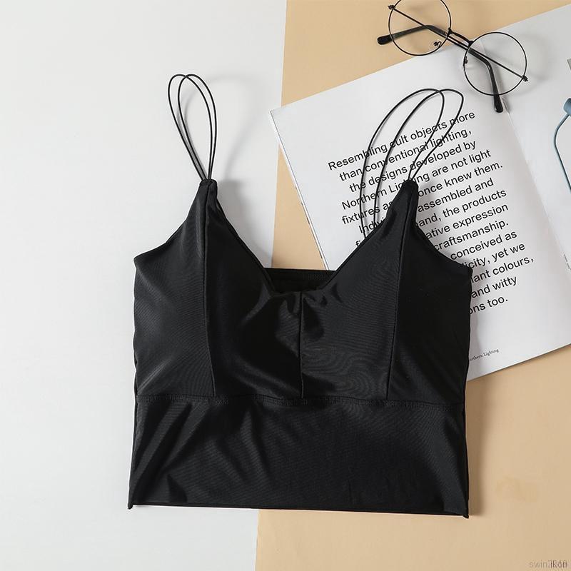 Áo hai dây cổ chữ V màu trơn phong cách Hàn Quốc quyến rũ cho nữ Bras