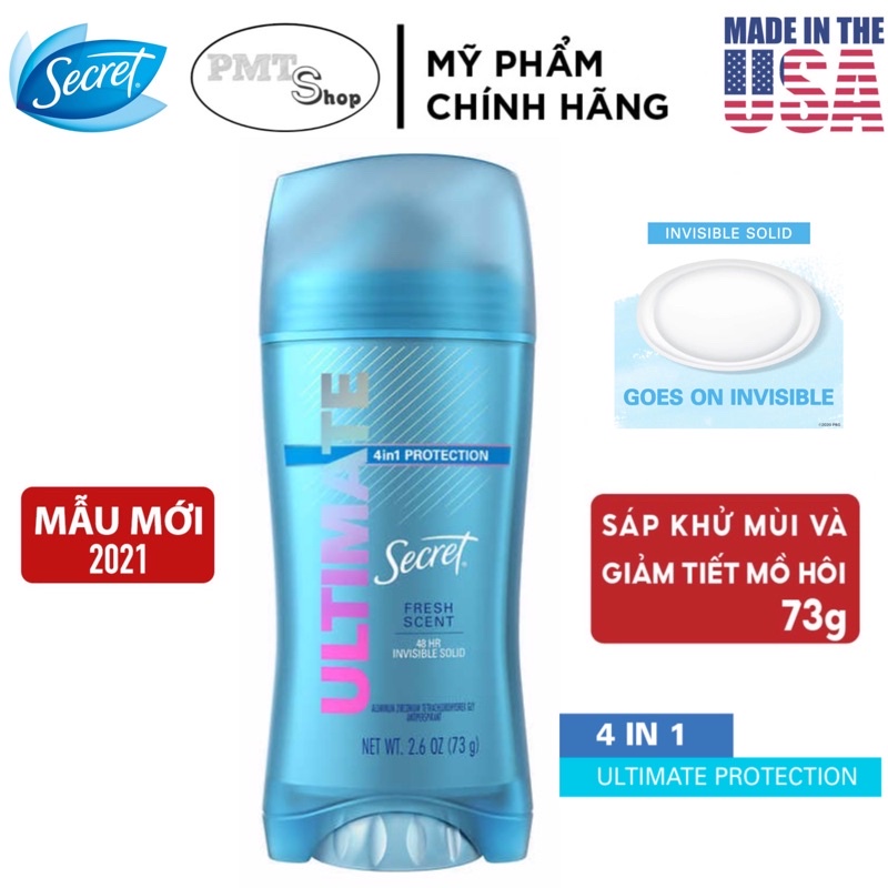 Lăn sáp khử mùi nữ Secret 73g (sáp trắng) Powder Fresh 59g | Ultimate 4in1 | Paris Rose