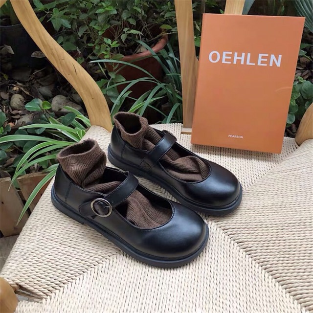 (Sẵn Đen 37 39- Nâu39 37 35) ⚡️Giày búp bê lolita  nữ da PU phong cách Lolita Ulzzang-FORM TO (G6) | BigBuy360 - bigbuy360.vn