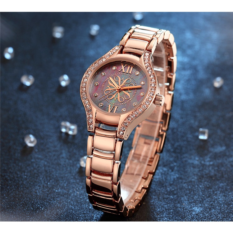 Đồng hồ thạch anh nữ CRRJU 2126 S thời trang thông thường bằng thép không gỉ chống thấm nước