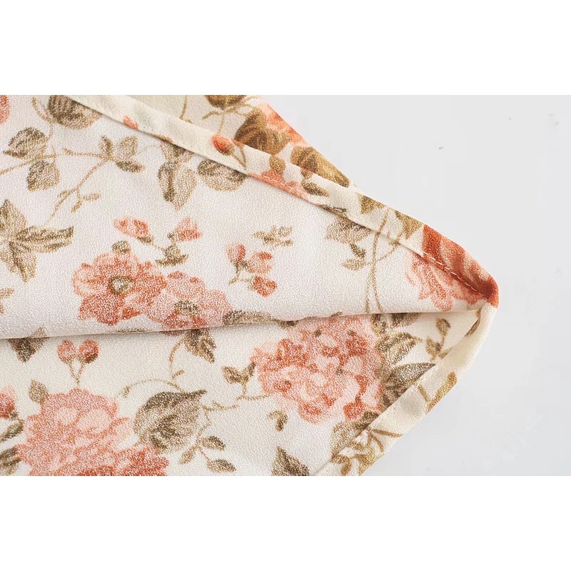 Zara Morocco full tag - Đầm Zara hoa nhí nâu cam xinh đẹp DH68ODG58N9 New