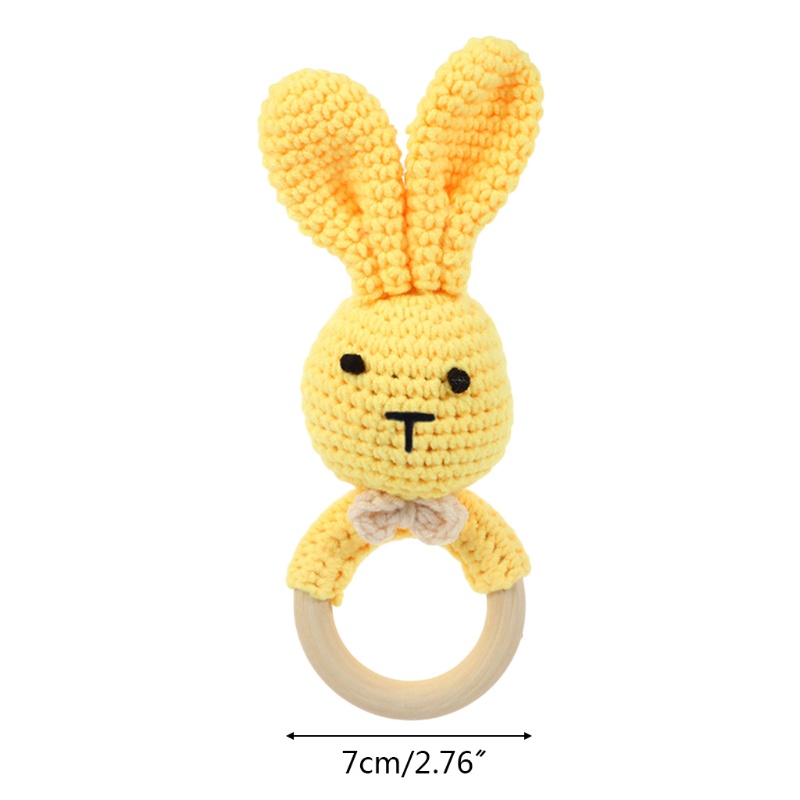 Đồ Chơi Vòng Lục Lạc Hình Thỏ Đan Móc Thủ Công Cho Bé Sơ Sinh Mọc Răng