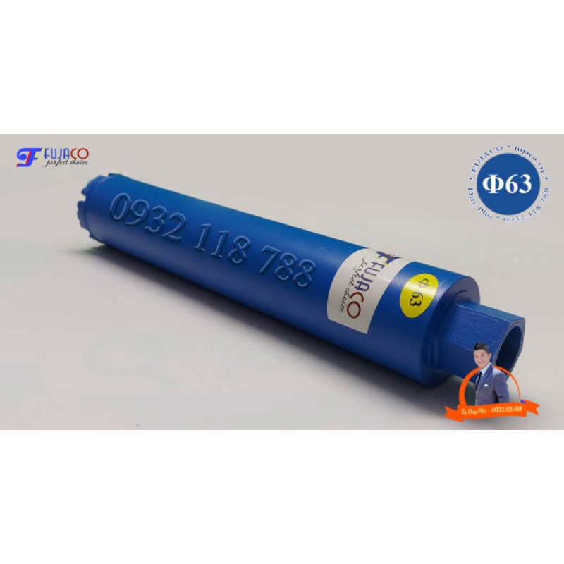 Mũi khoan rút lõi bê tông phi 63 mm - FUJACO - FJC063X370 mũi khoét lỗ tròn xuyên sắt cốt thép giá rẻ tốt nhất
