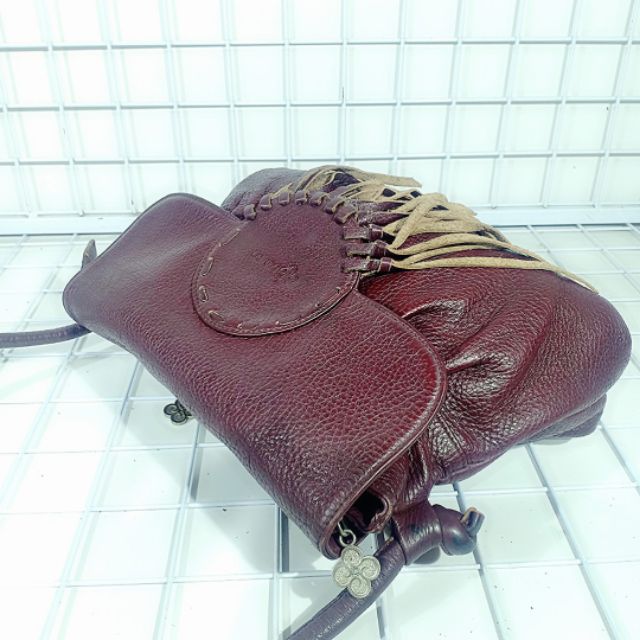 Túi đeo chéo tua rua da thật secondhand  240315