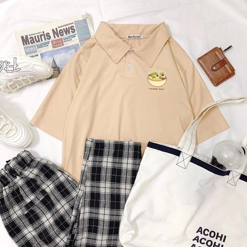 Áo Có Cổ Polo Form Rộng Chất Thun Mềm Mịn In Hình 3 Chú Gà Phở Rose Siêu Dễ Thương Phá Cách Phong Cách Năng Động TTQ0236