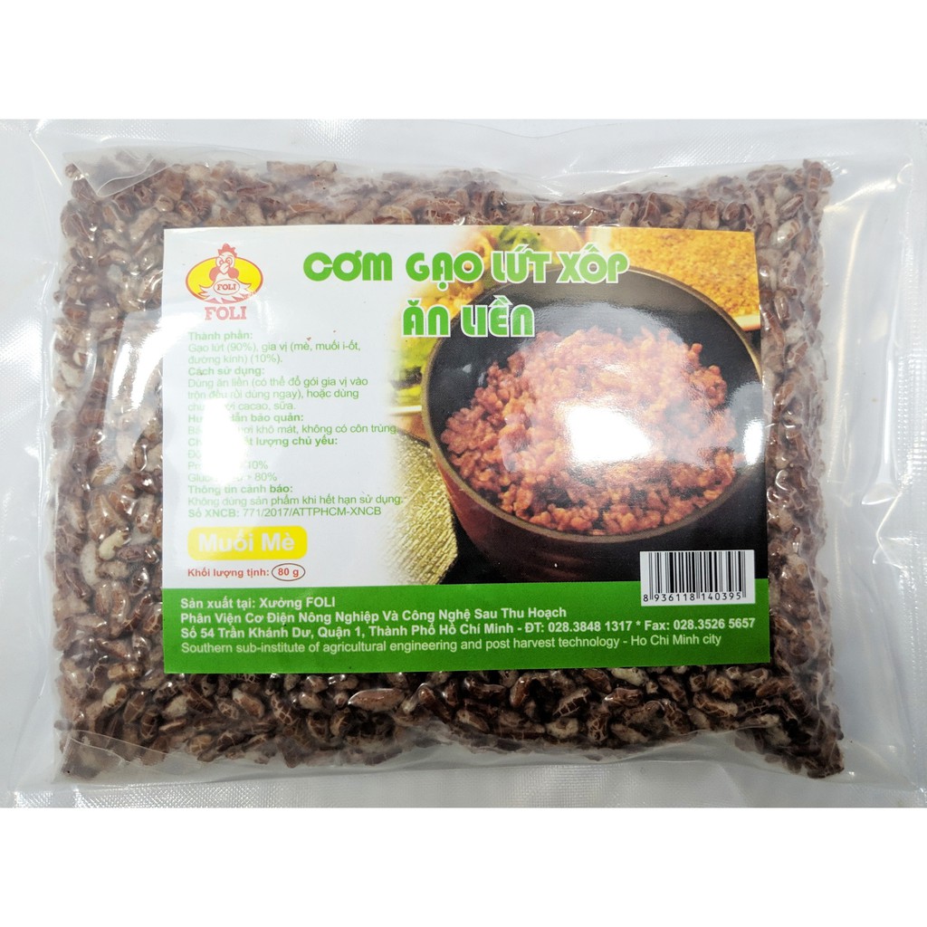 COMBO 3 BỊCH CƠM GẠO LỨT XỐP MUỐI MÈ ĂN LIỀN (80g x 3)