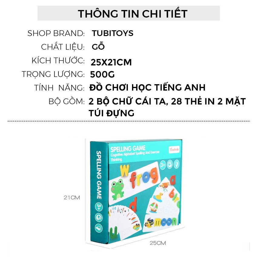 Đồ chơi học đánh vần tiếng Anh Spelling game cho bé TUBITOYS giúp trẻ học tiếng Anh cực dễ