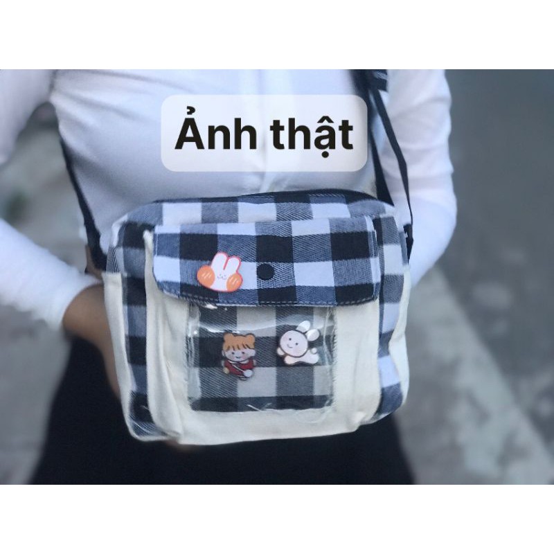 TÚI ĐEO CHÉO CARO PHỐI TÚI TRONG