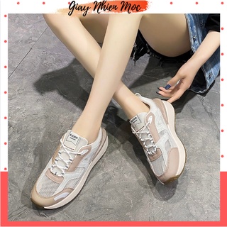 Giày thể thao nữ, sneaker 2 màu Nâu và Xám tôn chân dễ phối đồ