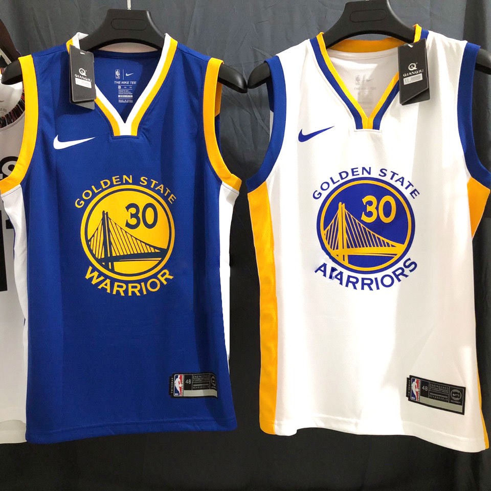 ﹊❧Bộ đồng phục bóng rổ NBa Warriors Curry số 30 màu xanh lam và áo thi đấu trắng nam nữ tùy chỉnh đội tuyển