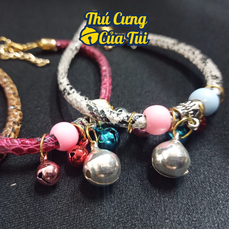 Vòng cổ chuông vân da cho thú cưng chó mèo - iPet Shop