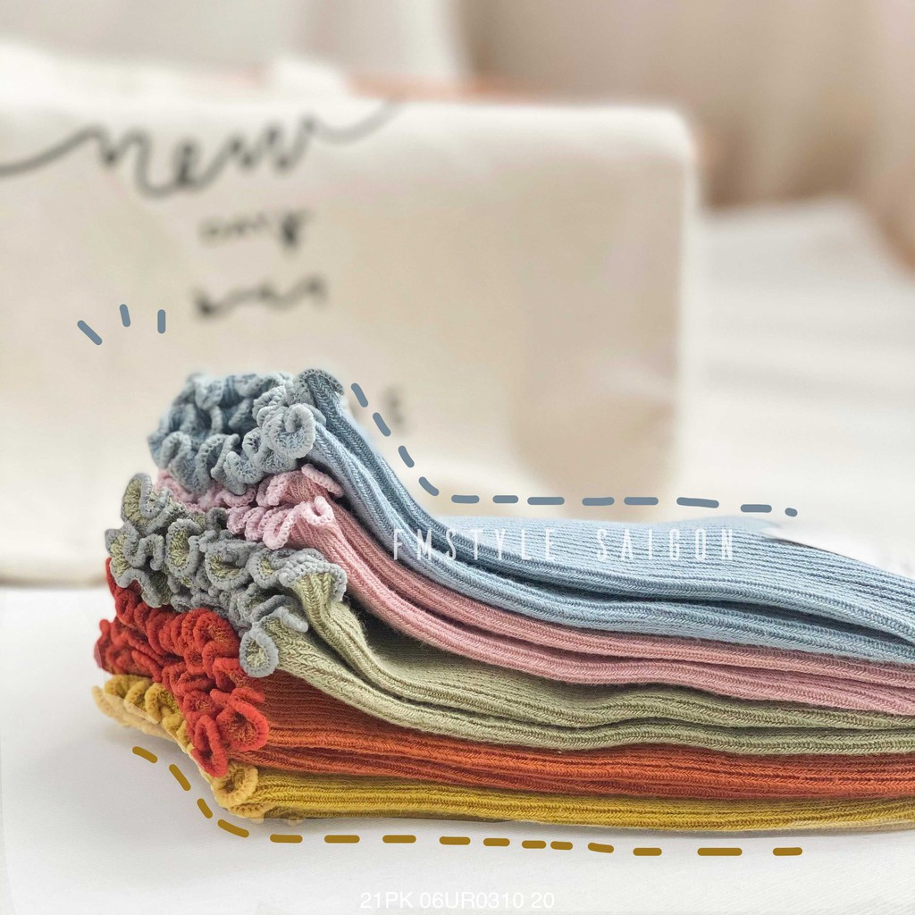 Vớ tất cotton cổ thấp nhiều màu, họa tiết dễ thương thời trang Vintage Fmstyle Saigon 21PK06UR0310