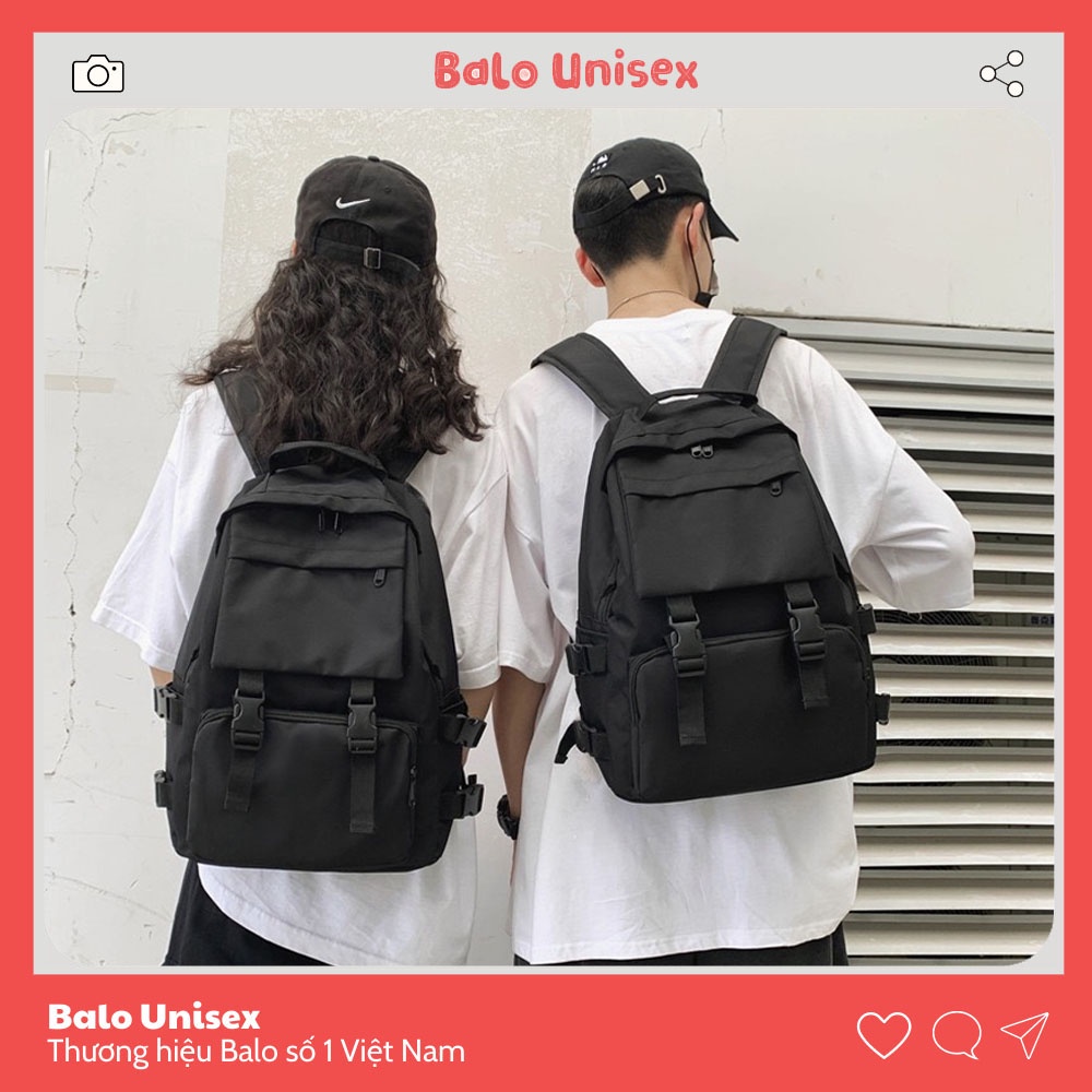 Balo Ulzzang Basic Vải Canvas Chống Nước, Balo Unisex Đi Học Nam, Nữ 607ULZ