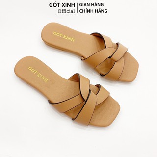 Dép quai ngang nữ GÓT XINH GX307 quai xoắn đế bệt