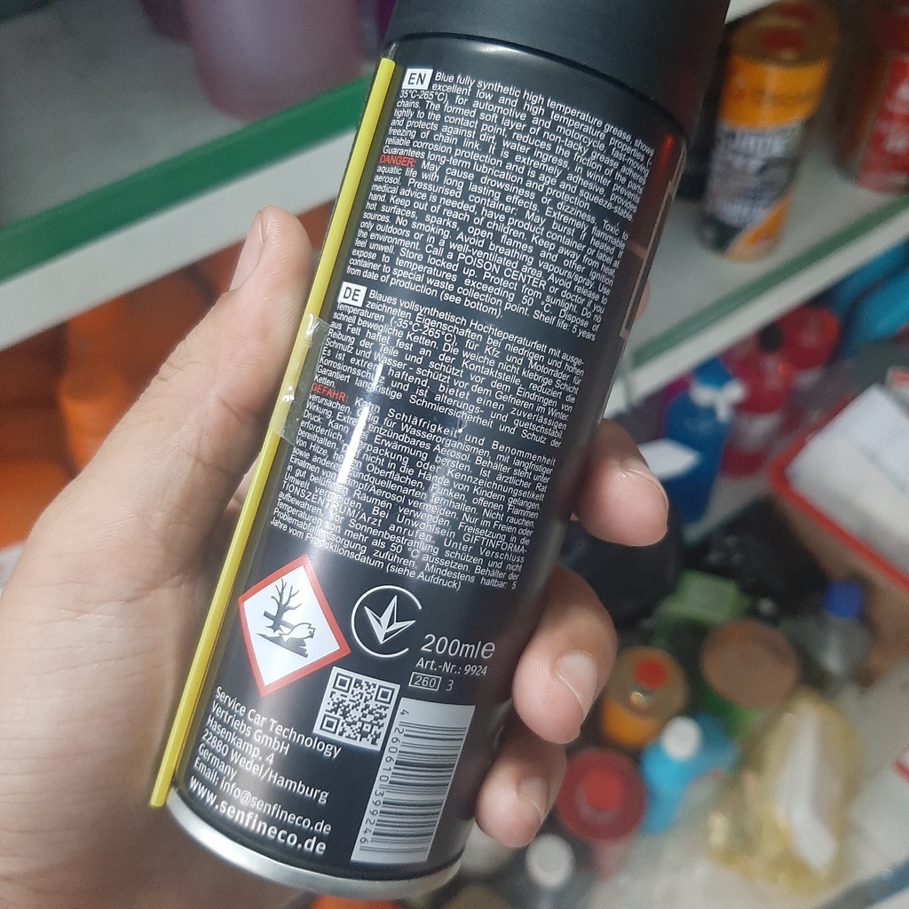 Xịt dưỡng sên Senfineco 9924 Chain Lub Extreme Ceramic 200ml - Nhập khẩu Đức
