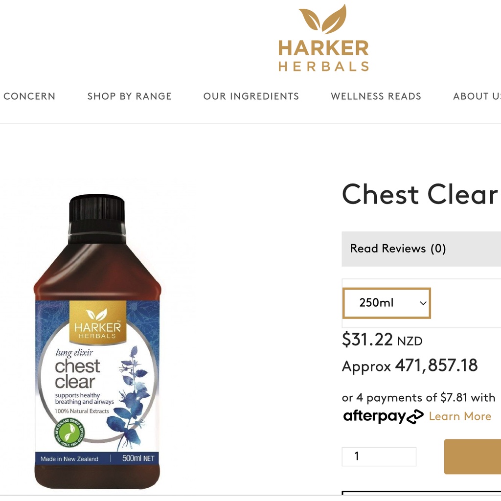 Siro Bổ Phổi Dọn Đờm Đẩy Đờm Harker Chest Clear, Deep Lung Support TỪ 1 TUỔI DÙNG ĐƯỢC 250ml