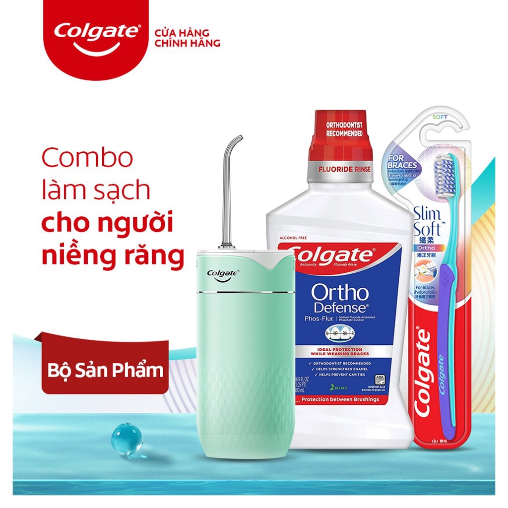 [Mã FMCGCOLL giảm 200k đơn 1,5tr]Combo chăm sóc răng chuyên sâu: Máy tăm nước Colgate + bàn chải và nước súc miệng Ortho