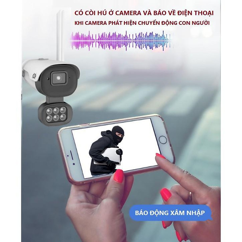 Camera Wifi 4 Râu 5.0Mpx Ngoài Trời Siêu Nét - Nhận Diện Khuôn Mặt, Chống Ngược Sáng, Ban Đêm Có Màu, Bảo Hành 5 Năm