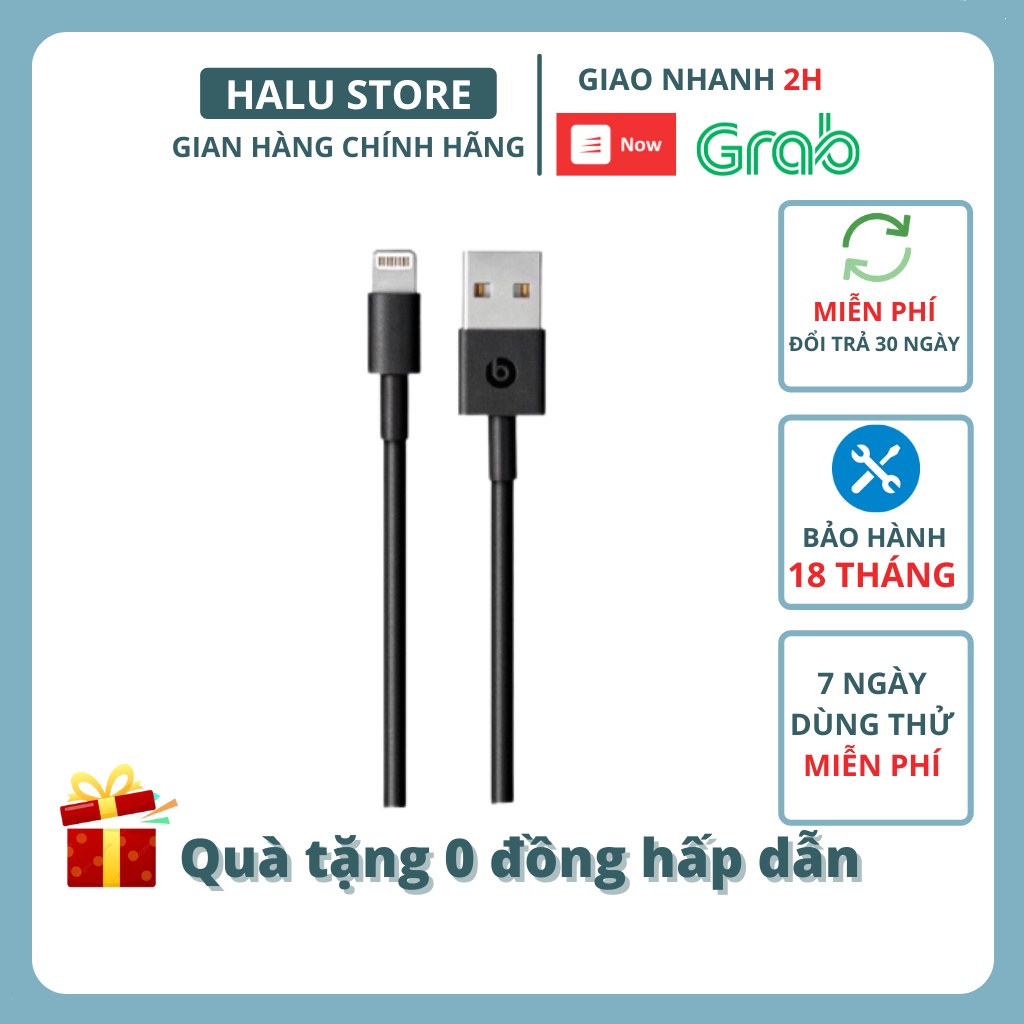 Dây sạc iphone lightning beats 20cm chính hãng, cáp sạc nhanh ip 7 8 plus X Xs 11 12 13 Pro max halustore