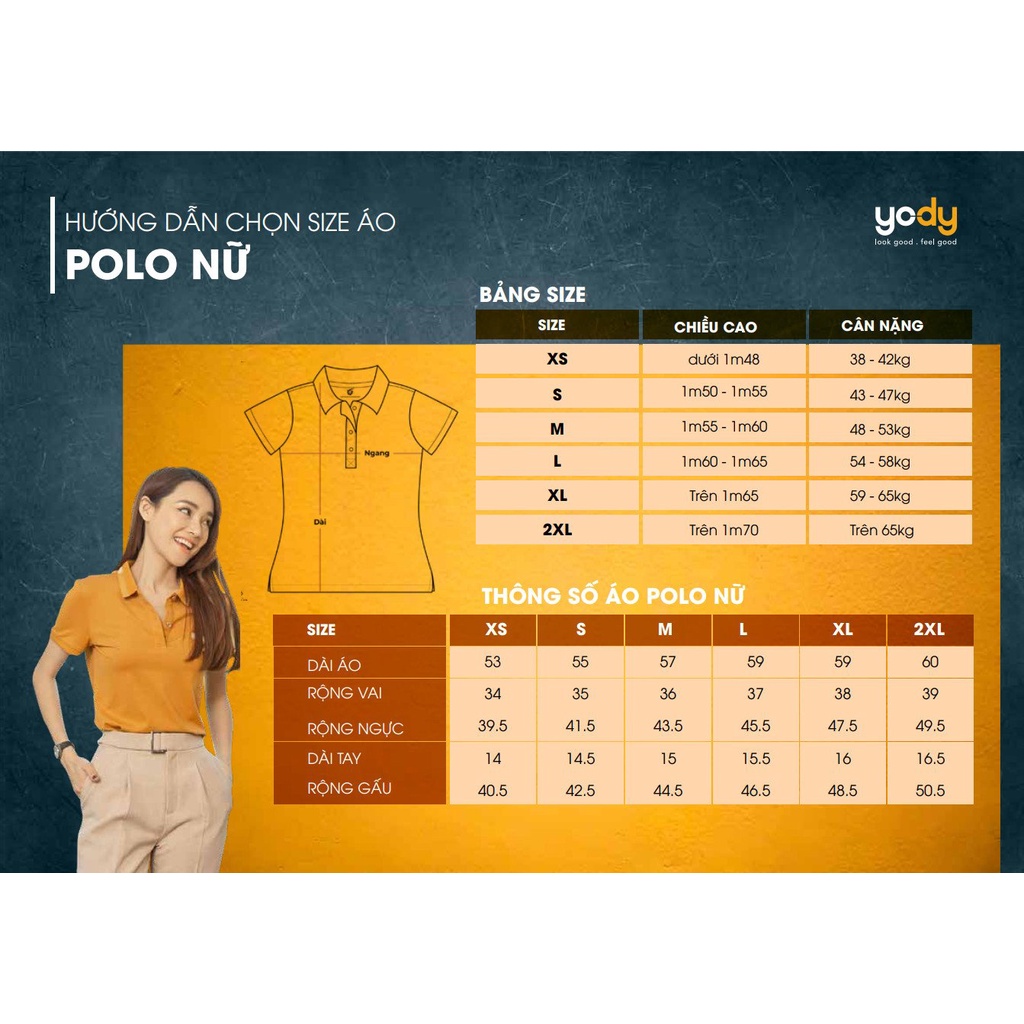 Áo Polo Nữ Cà Phê Bo Trơn Thương Hiệu YODY - APN4388