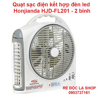 Quạt và đèn sạc Honjianda HJD-FL 201 LED (2 bình)