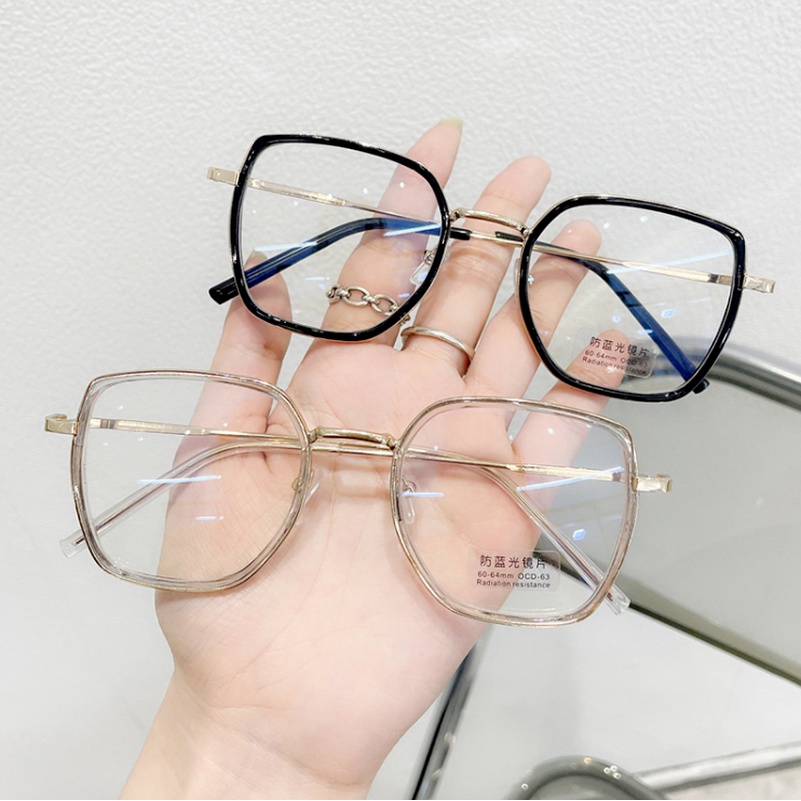 Mắt kính gọng kim loại chống ánh sáng xanh thời trang phong cách retro hàn quốc
