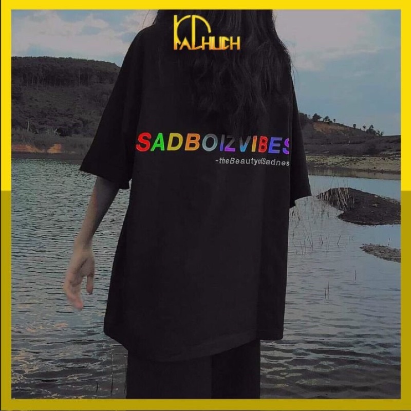 Áo phông tay lỡ sadboizviber vải thun cotton 35/65 hàng dày dặn