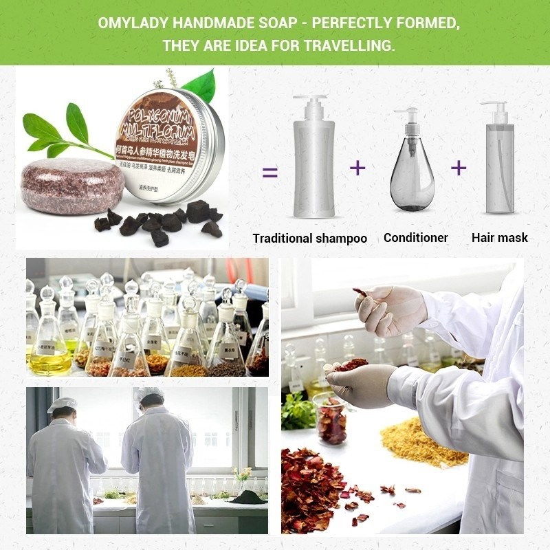 1 Bánh Xà Phòng Chứa Polygonum Multiflorum Dưỡng Ẩm Kiểm Soát Dầu Làm Sạch Tóc Tự Nhiên