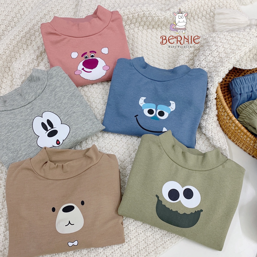 Bộ cotton dài tay unisex cho bé, bộ thu đông cotton mềm ấm