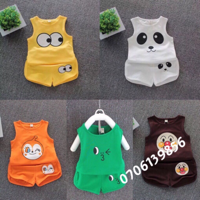 Combo 5 bộ ba lỗ quần đùi  bé trai/ bé gái từ 3kg đến 15kg