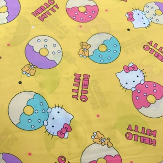 Vải tole, vải lanh vàng hình mèo Kitty
