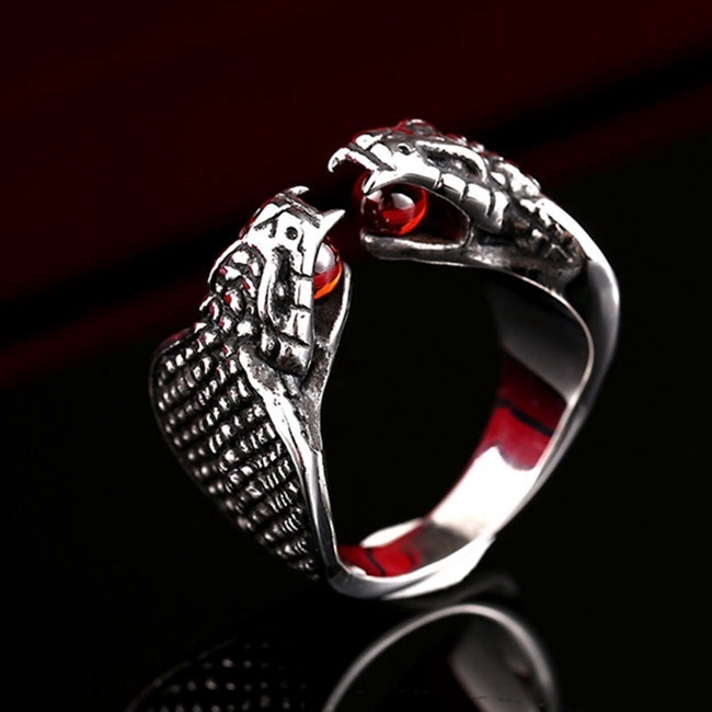 Nhẫn hình đầu rắn bằng thép không gỉ phong cách Gothic cá tính