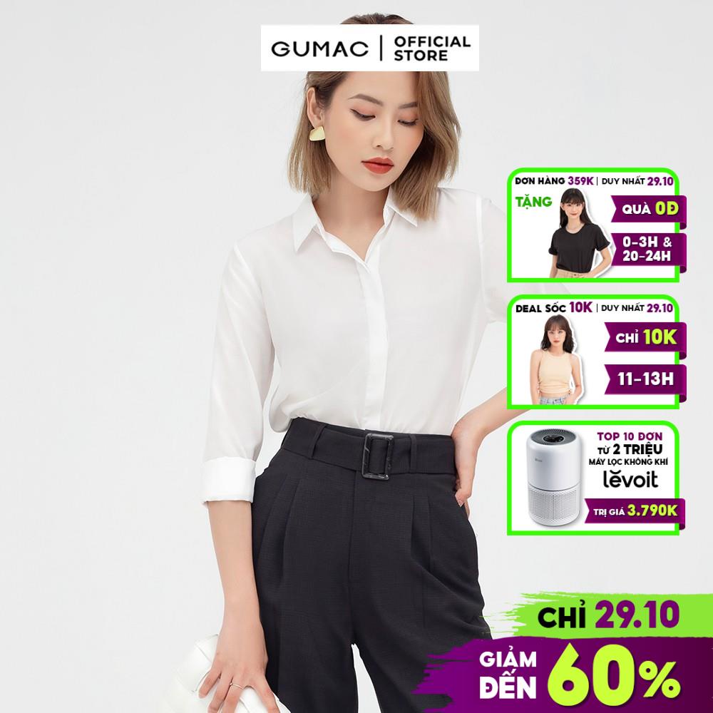 Áo sơ mi nữ công sở cơ bản GUMAC vải lụa cao cấp AB577 - HÀNG MỚI VỀ